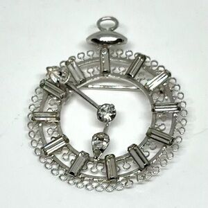 Vintage Sterling Star-Art Clock Brooch/Pendant